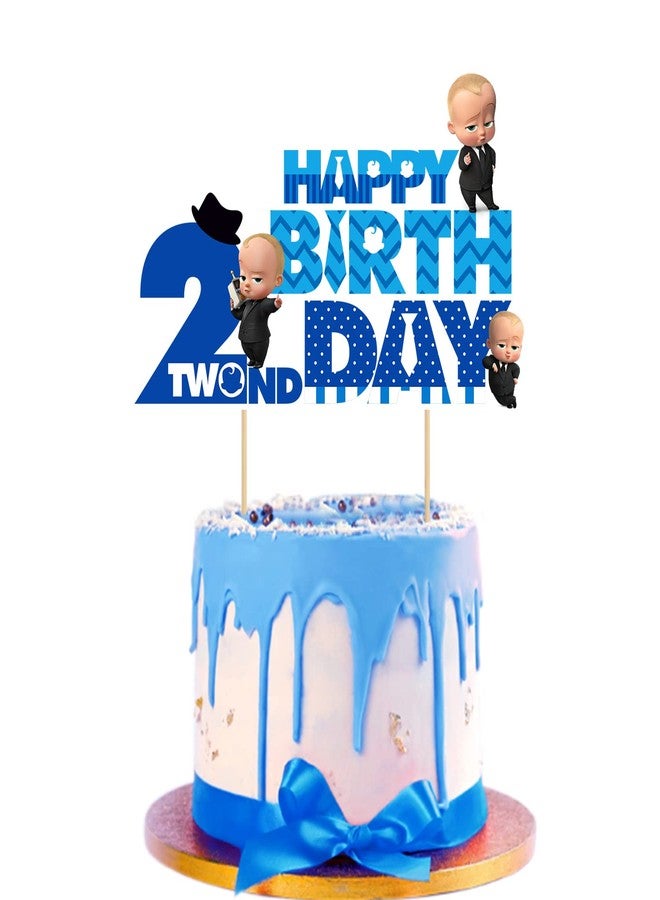 Zyozique Boss Cake Topper Boy Girl, Baby is Two, Two Cake Topper, Second Birthday Cake Topper,2nd Birthday, Two Year Old Baby Happy Birthday Party Decoration - Image 2